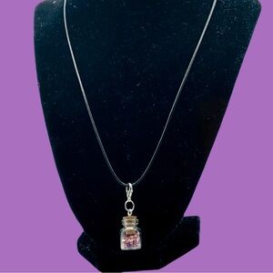 NWT REAL MINI CRUSHED CRYSTALS PENDANT WITH CLASP 15” NECKLACE SPRING READY